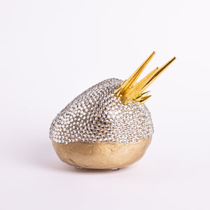 Ædelsten - Gylden Krystal<br>Mini<br>Skulptur<br>14x10x12 cm.