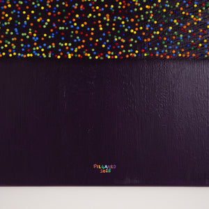 For Every Needle in My Soul<br>Rainbow Edition<br>Originalt værk<br>Mixed media<br>40 x 50 cm<br>(2025)