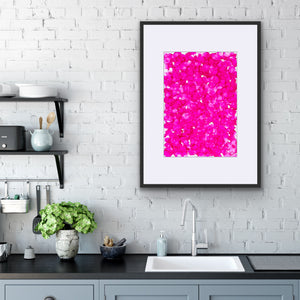 Kosmos i Flor - Cherry Drops<br>50x70 cm.<br>Originalt værk