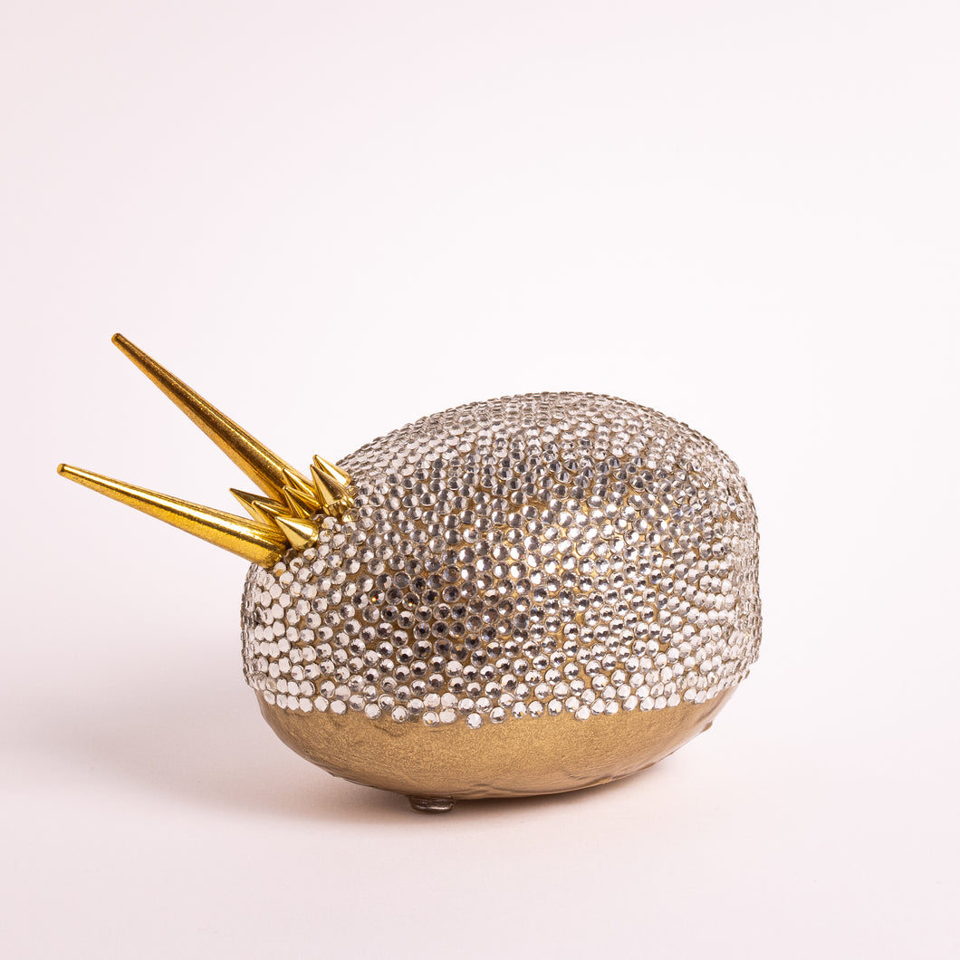 Ædelsten - Gylden Krystal<br>Lille<br>Skulptur<br>17x8,5x10 cm.