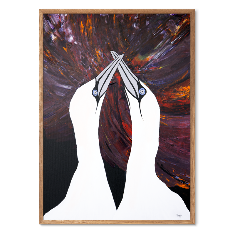 Love Birds<br>Aurora Edition<br>Originalt værk<br>Akryl på lærred<br>50 x 70 cm.