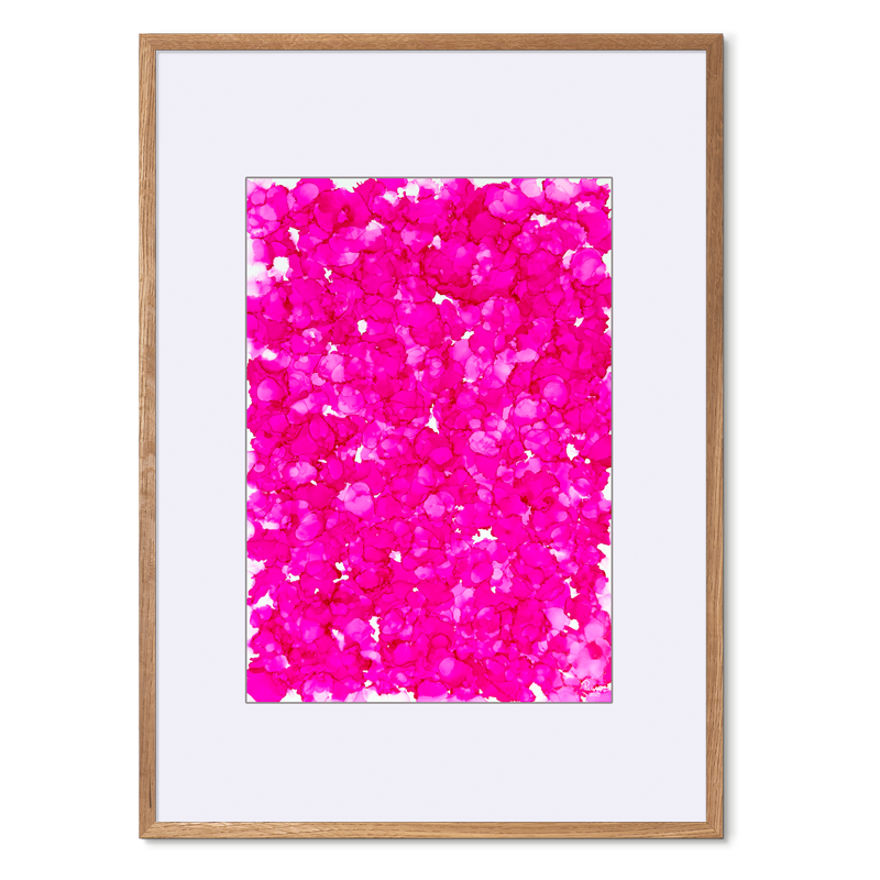 Kosmos i Flor - Cherry Drops<br>50x70 cm.<br>Originalt værk
