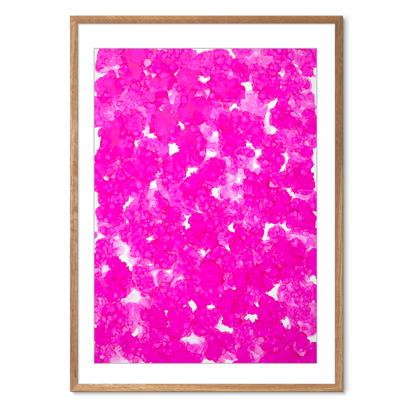 Kosmos i Flor - Cherry Whirl<br>70 x 100 cm.<br>Originalt værk