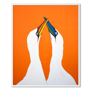 Love Birds<br>Rainbow Edition<br>Originalt værk<br>Akryl på lærred<br>80 x 100 cm<br>(2024)