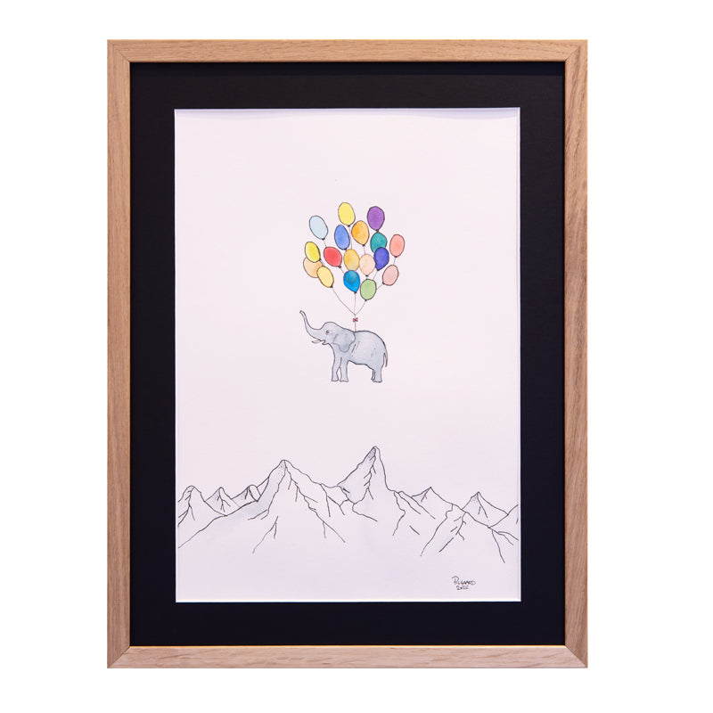 Optimisten - over alle bjerge<br>30 x 40 cm.<br>Originalt værk