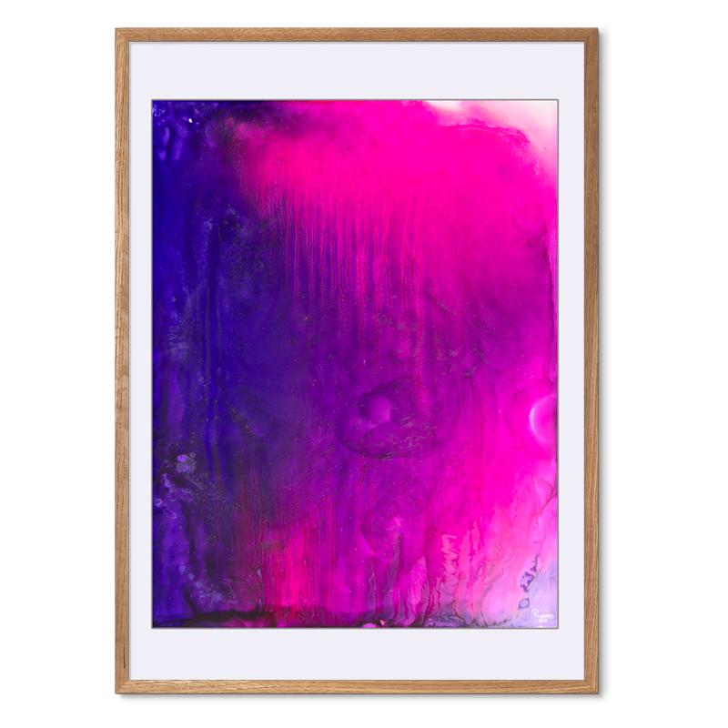 Kosmos i Flor - Pink Stellar<br>50x70 cm.<br>Originalt værk