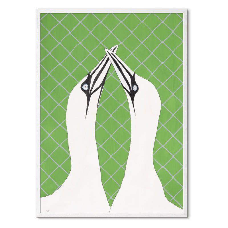 <i>Flere varianter på lager</i><br>Gannets in Love<br>Originalt værk<br>Akvarel<br>50 x 70 cm<br><font color=