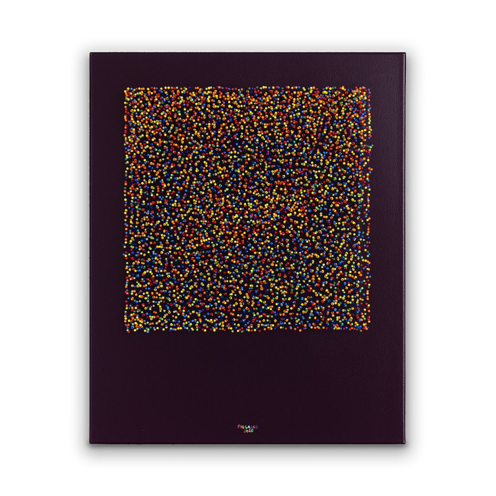 For Every Needle in My Soul<br>Rainbow Edition<br>Originalt værk<br>Mixed media<br>40 x 50 cm<br>(2025)